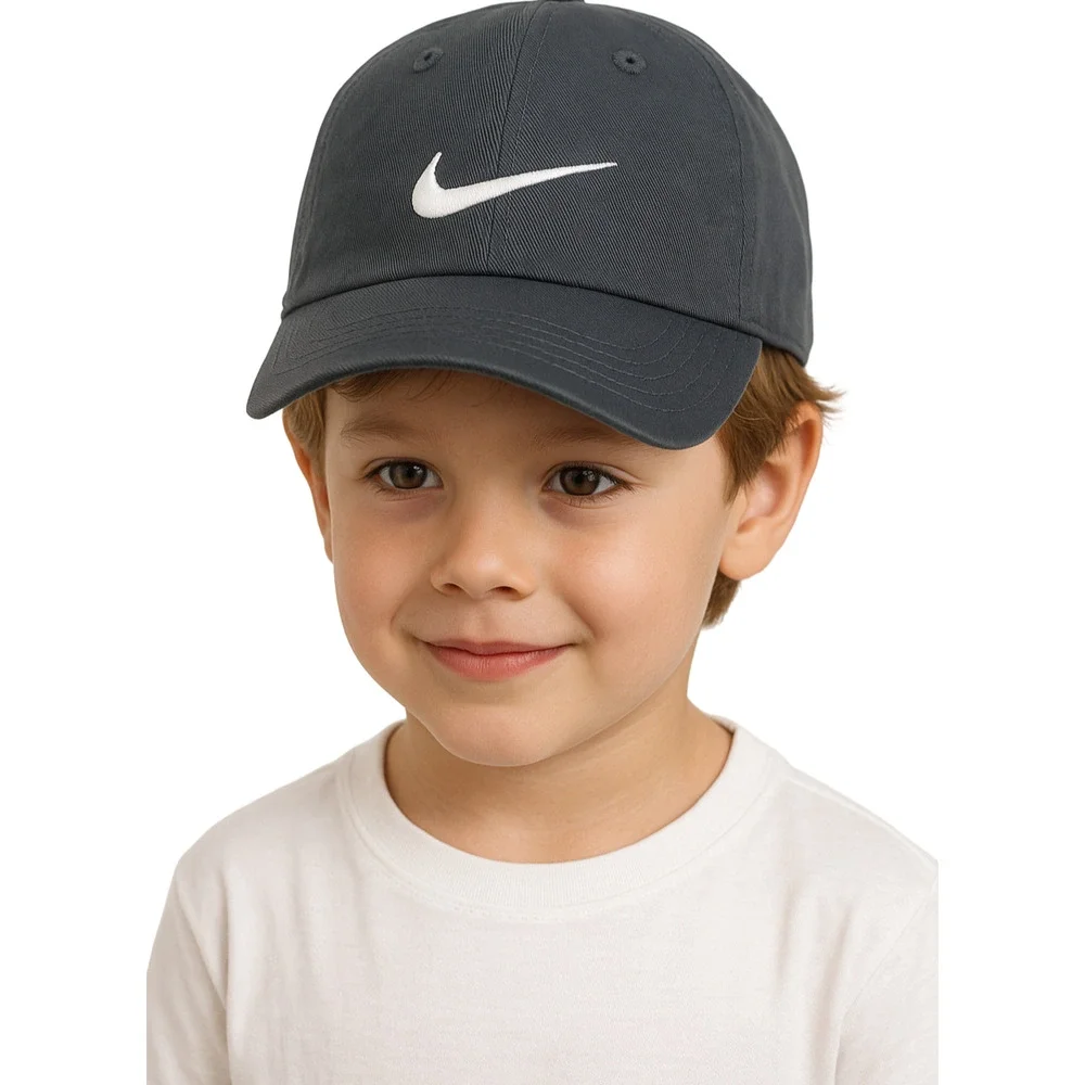 Nike Kids Baseball Cap Anthracite Child Size 4-7 Adjustable Hat Embroidered Logo